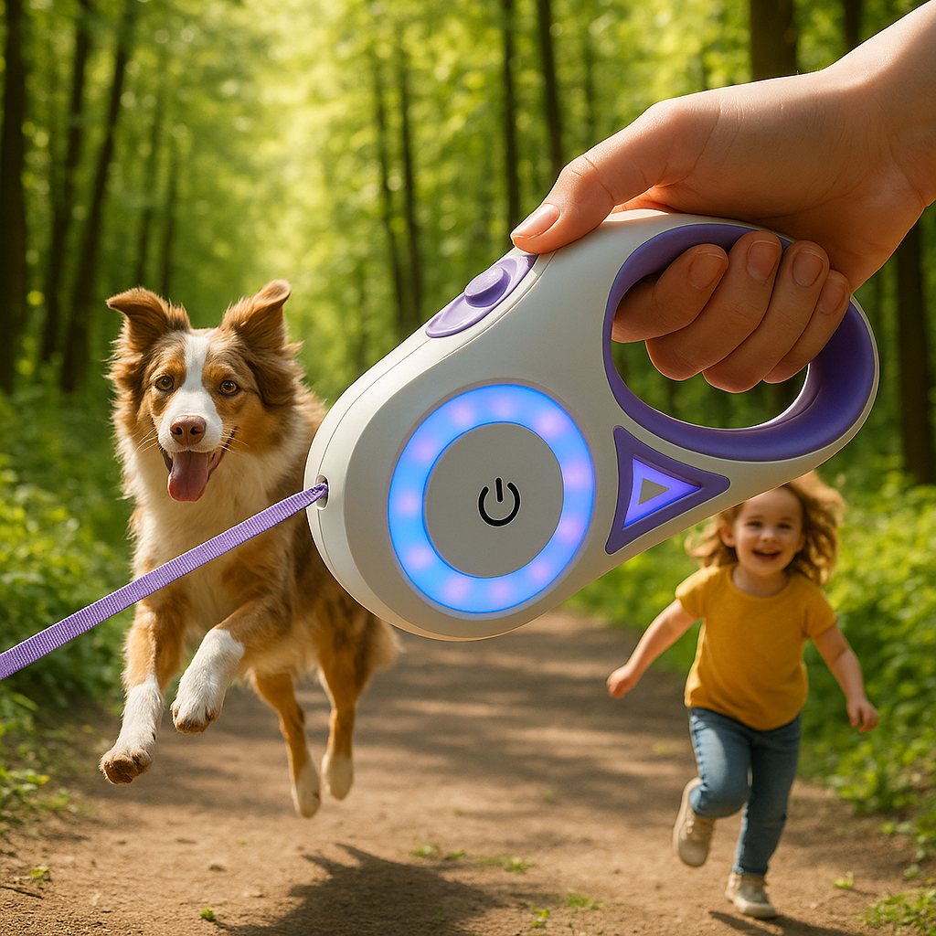 laisse pour chien enrouleur couleur violette